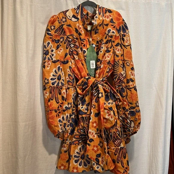 FarmRio yellow pineapple mini dress NWT - Picture 7 of 7